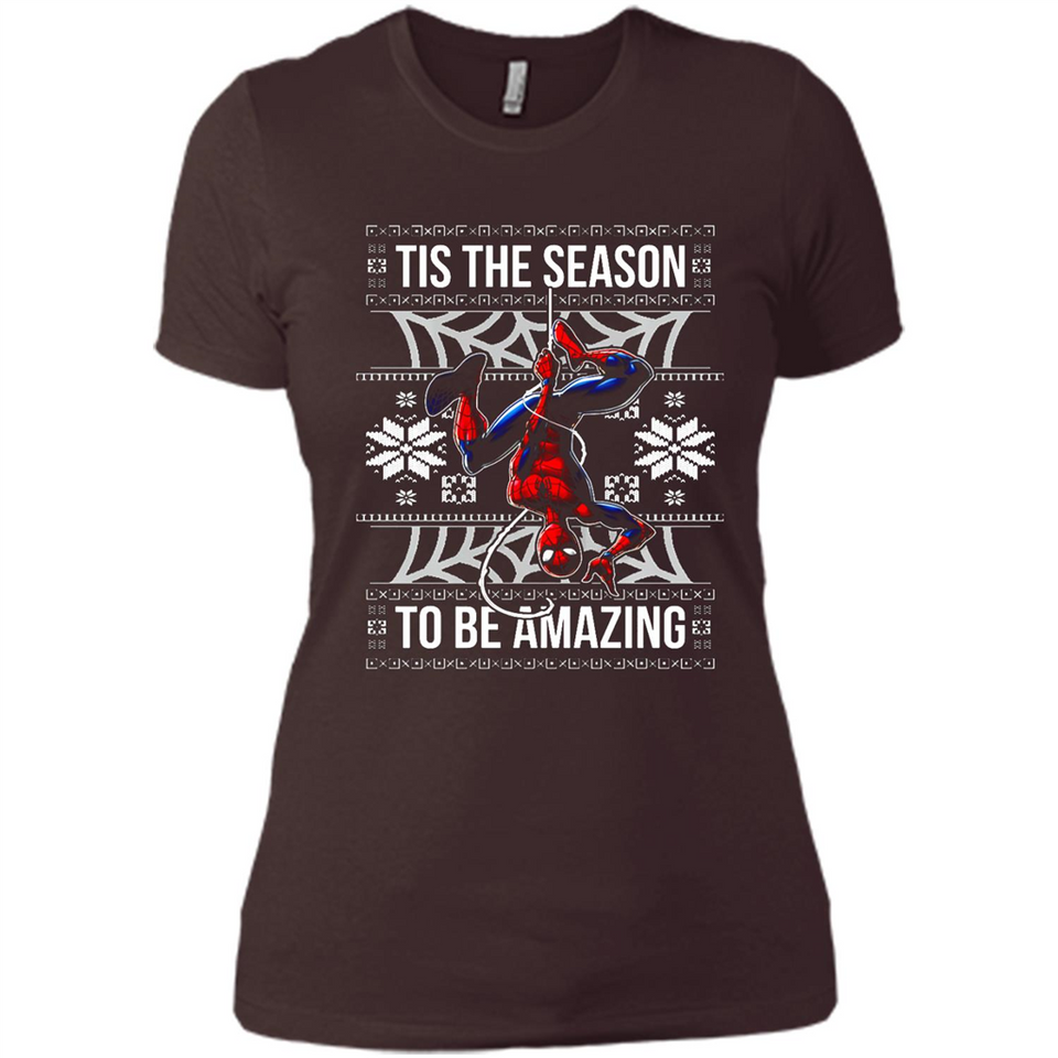 Marvel Spider Man Tis The Season To Be Amazing Ugly Christmas Mug PINGPONG - Ladies' Boyfriend T-Shirt