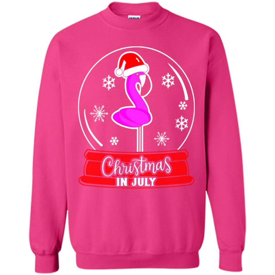 Christmas In July Flamingo Snow Globe Santa Hat - Sweatshirt