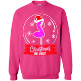 Christmas In July Flamingo Snow Globe Santa Hat - Sweatshirt