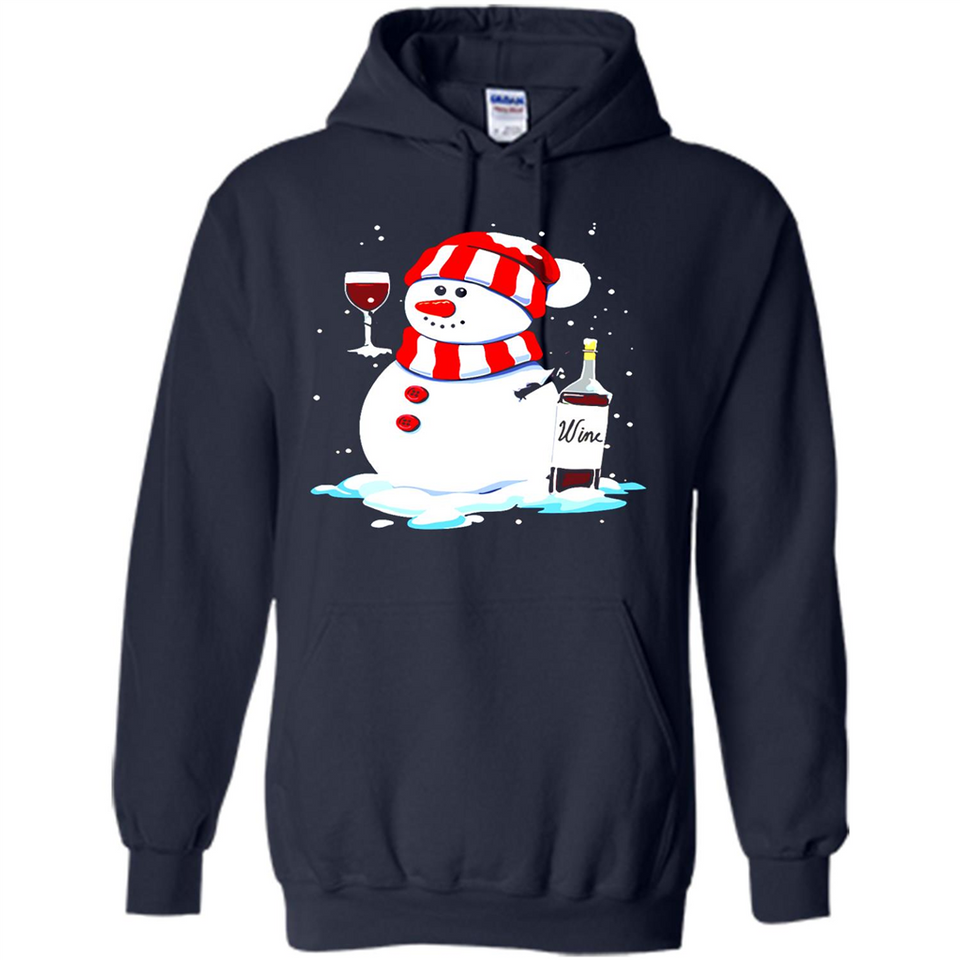 Cute Snowman drink Red Wine Christmas T-Shirt - Hoodie