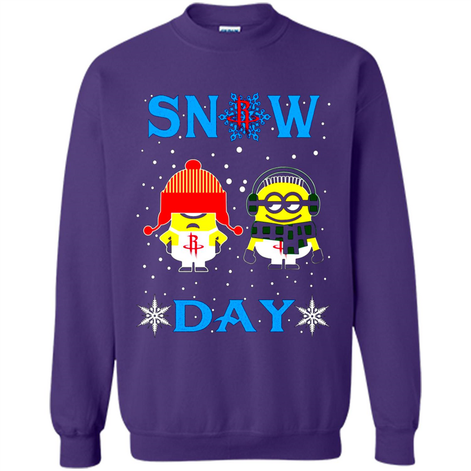 Snow Day Shirt For Houston Rockets Vs Minion Fans pingpong
