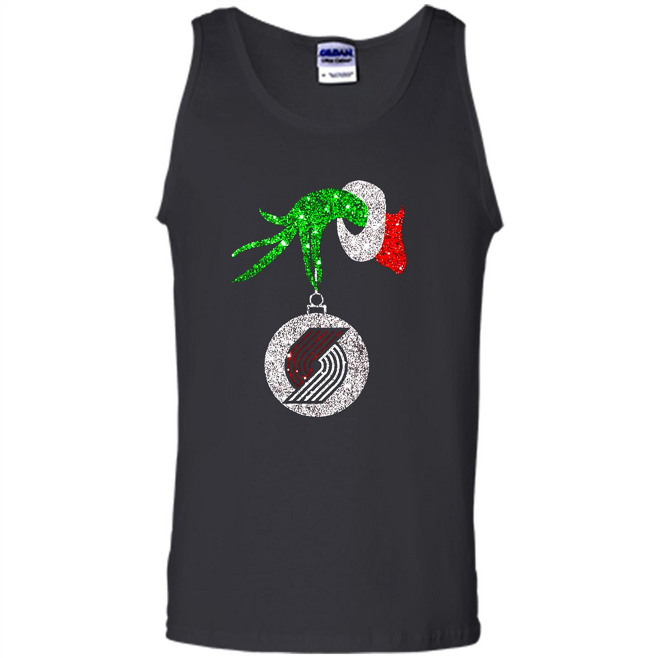 Amazing shirt Portland Trail Blazers Glitter Grinch Monogram Ornament Christmas - Tank Top