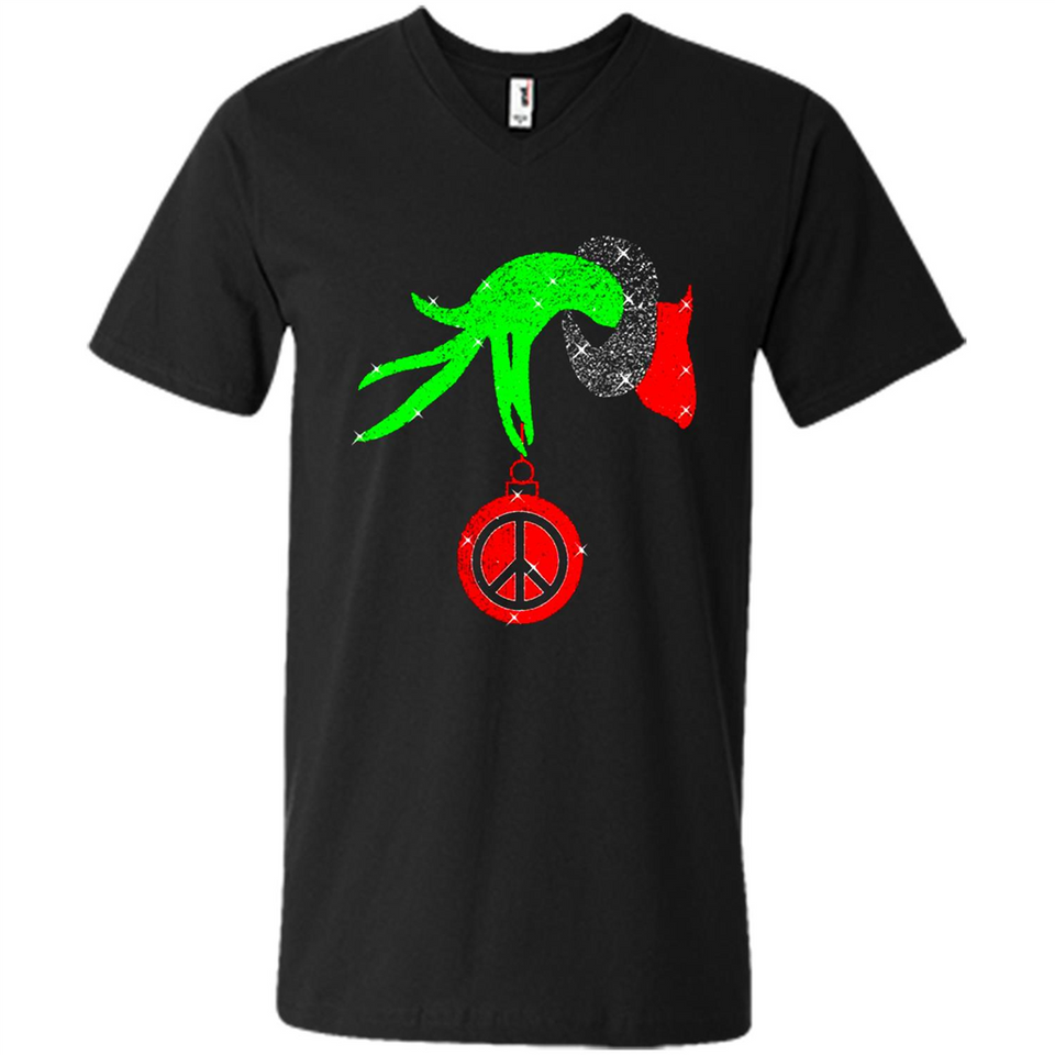 Christmas The Grinch Hand Holding Hippie Ornament - Men's V-Neck