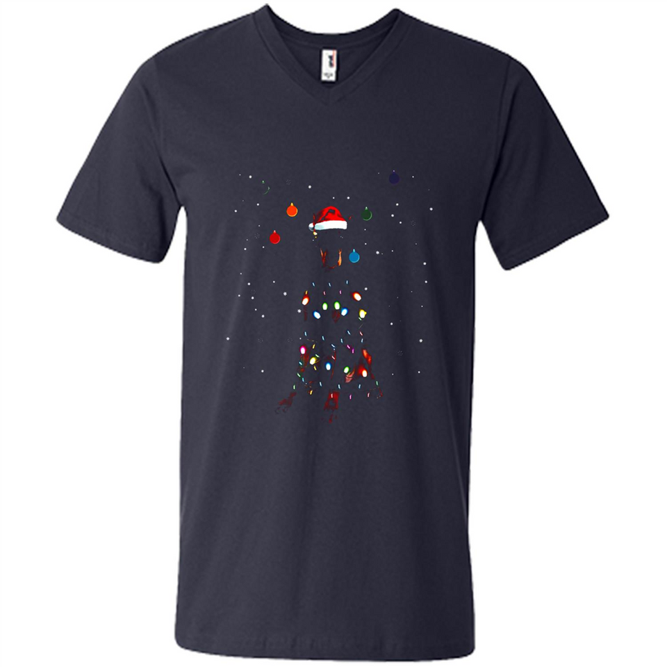 Doberman Santa Lights Christmas Dog Xmas Sweatshirt - Men's V-Neck