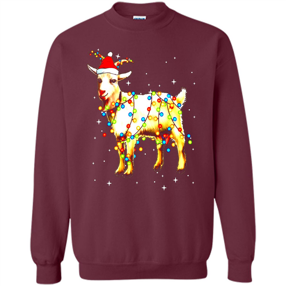 Christmas Lights Goat Wearing Santa Hat T-Shirt - Sweatshirt