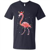 Christmas Lights Flamingo Wearing Santa Hat Funny Xmas - Men's V-Neck