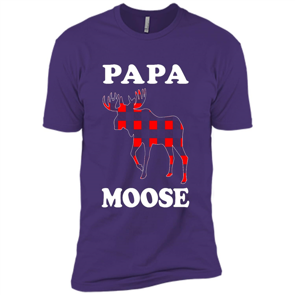 Papa Moose Funny Christmas Plaid Buffalo T-Shirt - Premium Short Sleeve T-Shirt