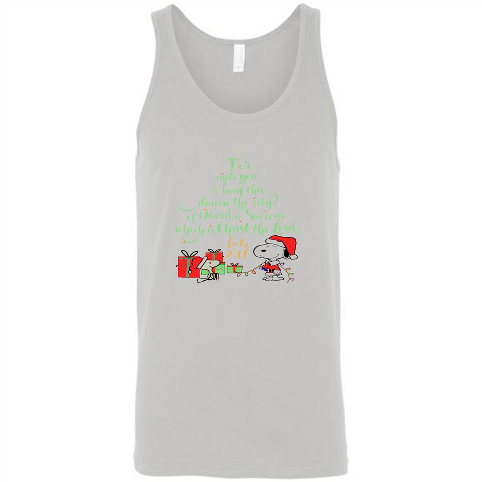 Snoopy Merry Christmas with Christmas tree T-Shirt - Canvas Unisex Tank