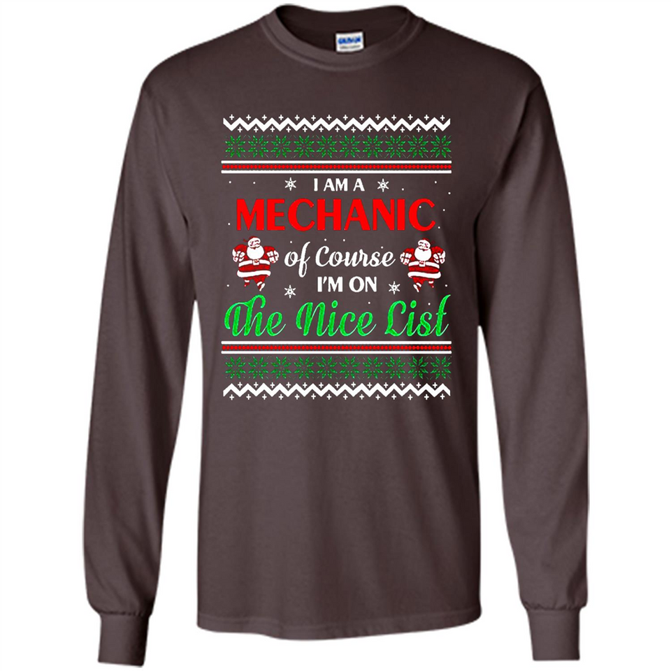 Funny Ugly Christmas T-Shirt Gift for Mechanic - Long Sleeve T-Shirt