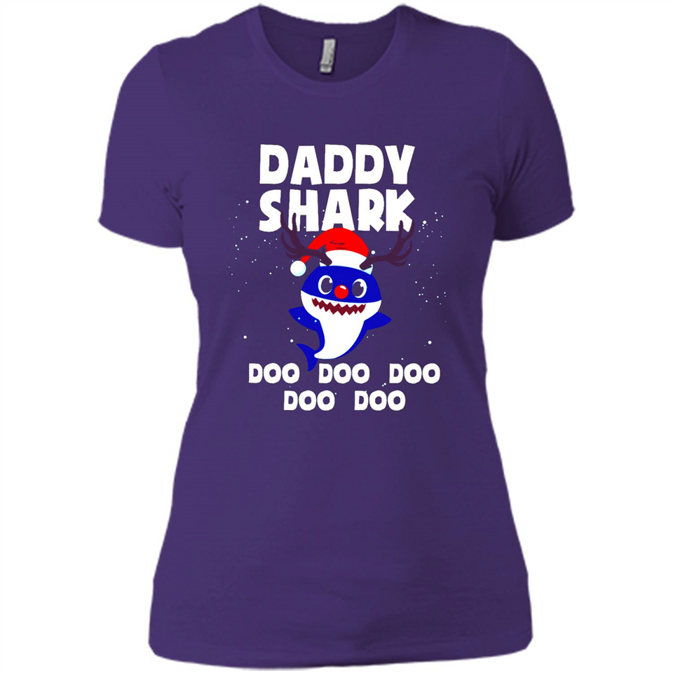 Daddy Shark Costume Reindeer Funny Christmas T-Shirt - Ladies' Boyfriend T-Shirt