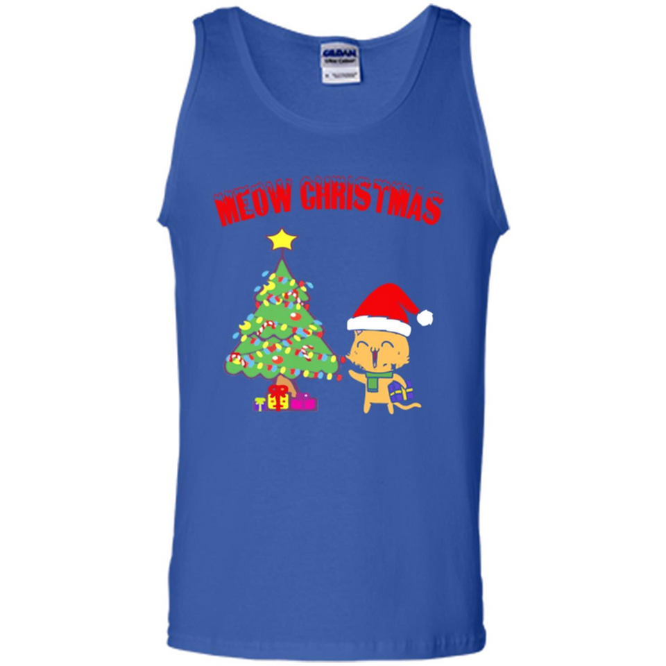 Meow merry christmas- cat and pine merry christmas - Tank Top