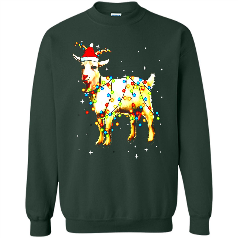 Christmas Lights Goat Wearing Santa Hat T-Shirt - Sweatshirt