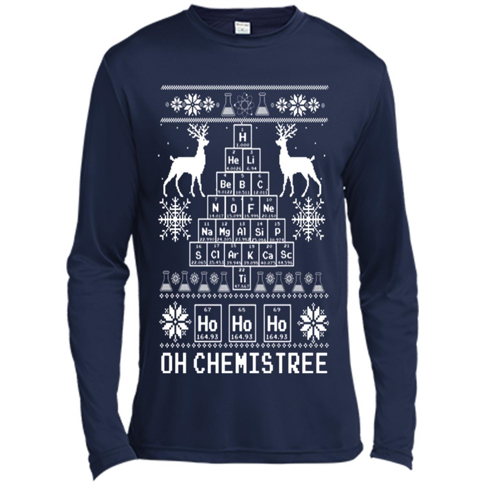 Oh Chemistry Tree Ugly Christmas Sweater - Canvas Long Sleeve T-Shirt