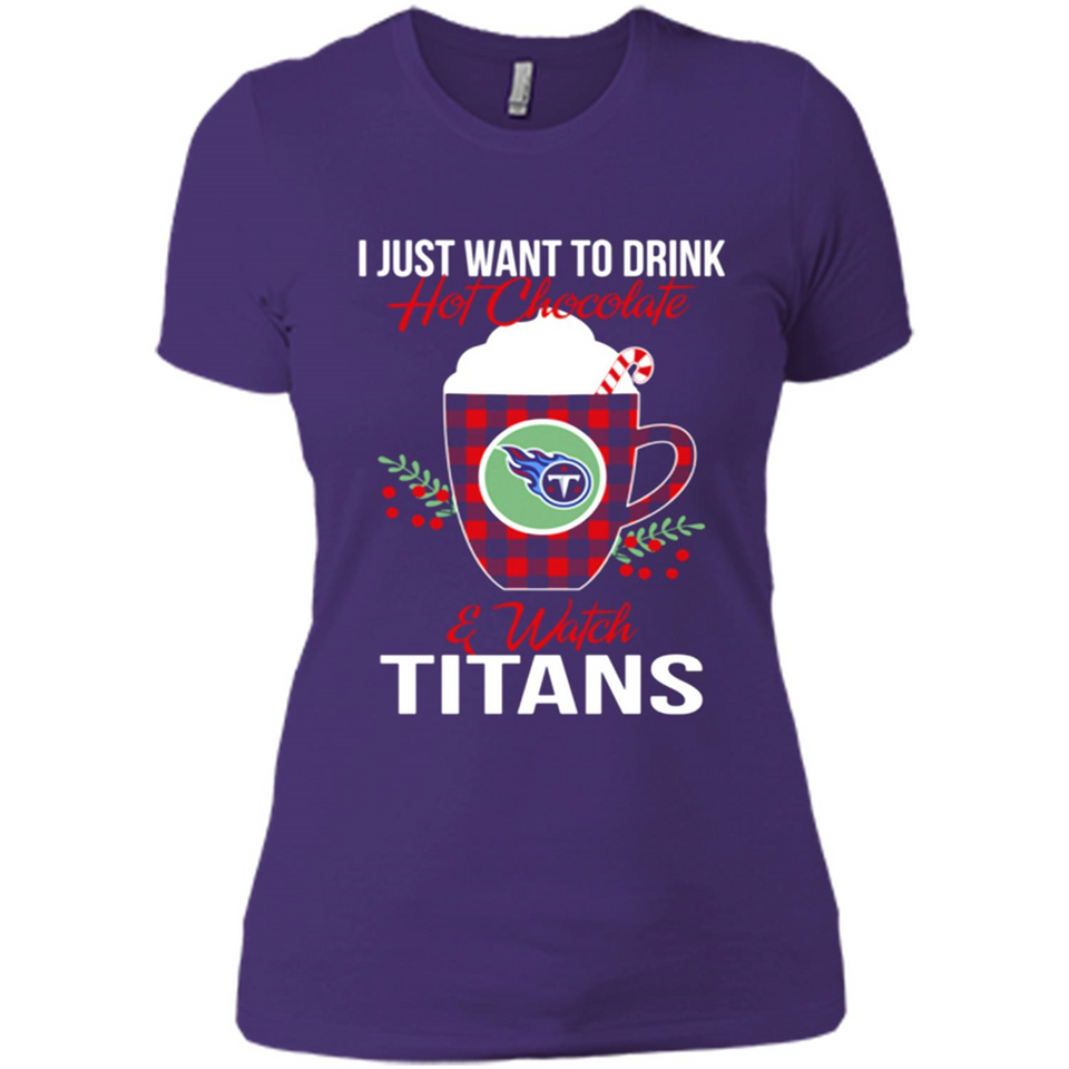 I Just Want To Drink Hot Chocolate & Watch Tennessee Titans Ugly Christmas Sweater PINGPONG