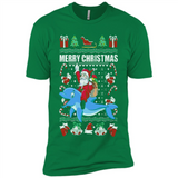 Ugly Christmas Santa Riding Dolphin - Premium Short Sleeve T-Shirt