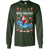 Ugly Christmas Santa Riding Dolphin - Long Sleeve T-Shirt