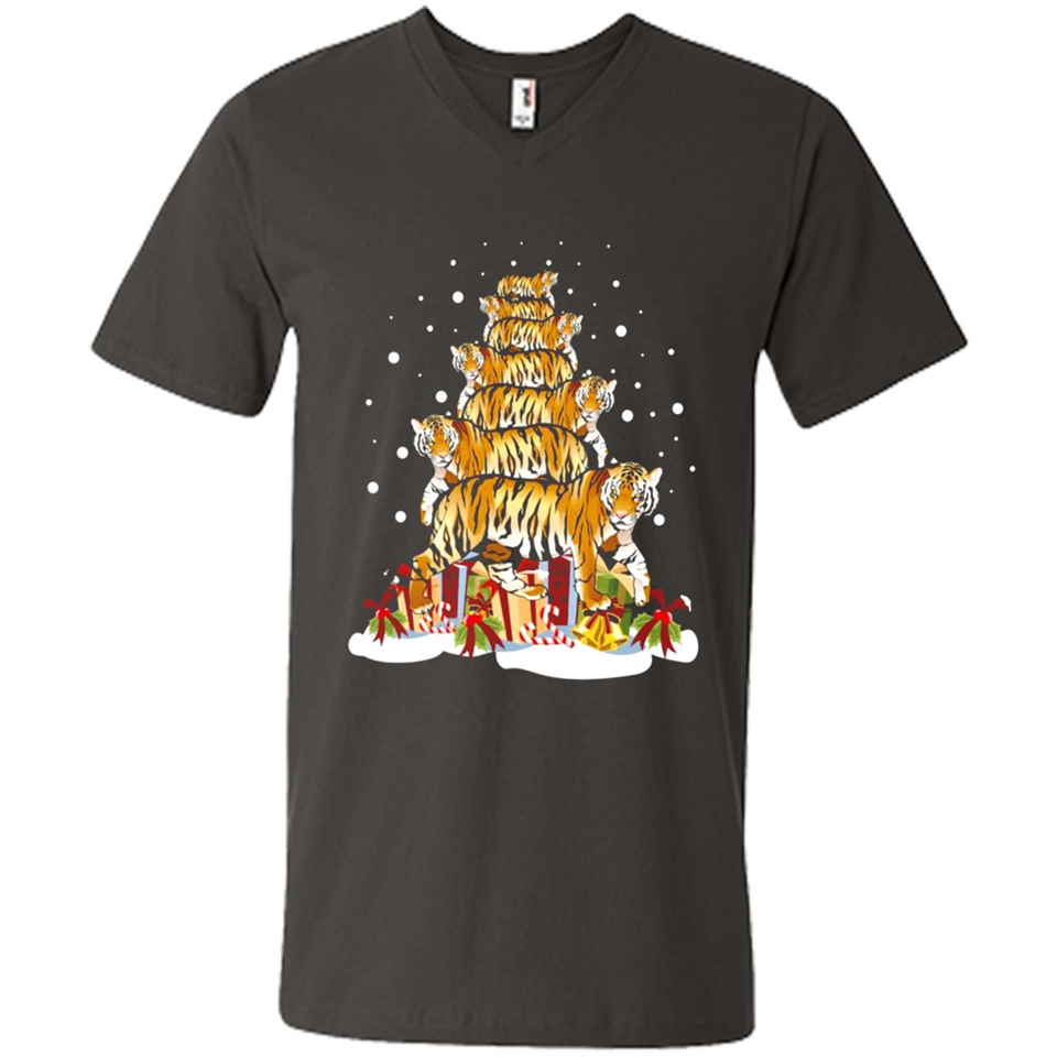 Tiger Christmas Tree Funny Merry Christmas - Men's V-Neck