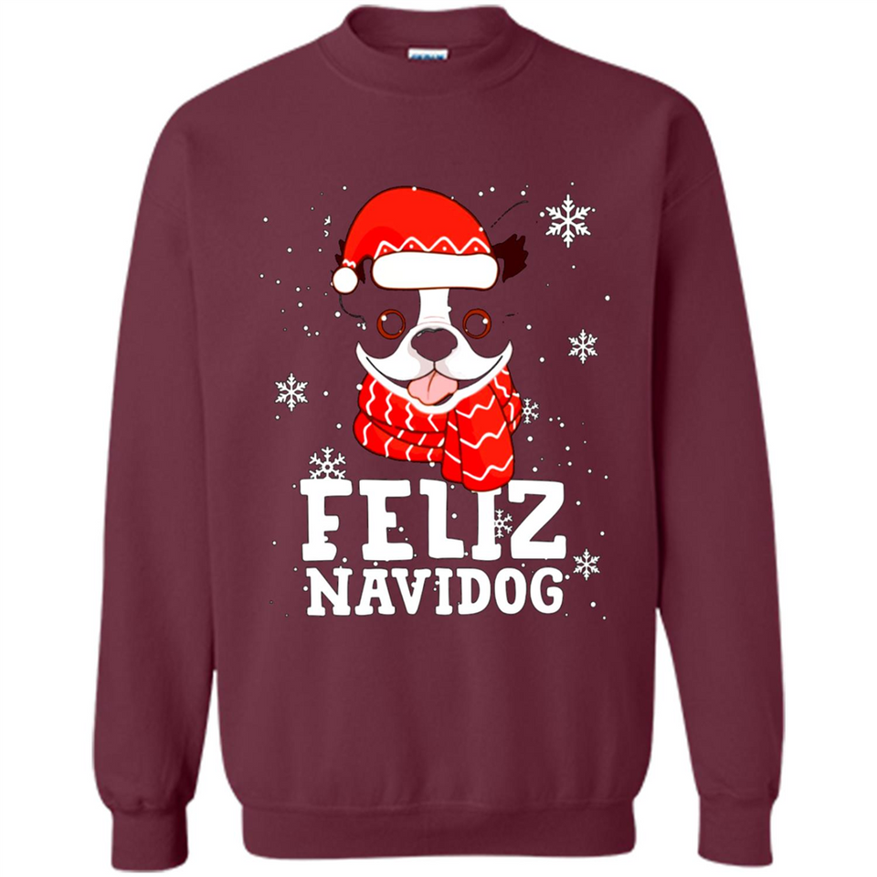 Feliz Navidog Boston Terrier Dog Ugly Xmas Sweater PING PONG