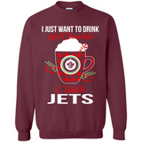 I Just Want To Drink Hot Chocolate & Watch Winnipeg Jets Ugly Christmas Sweater PINGPONG