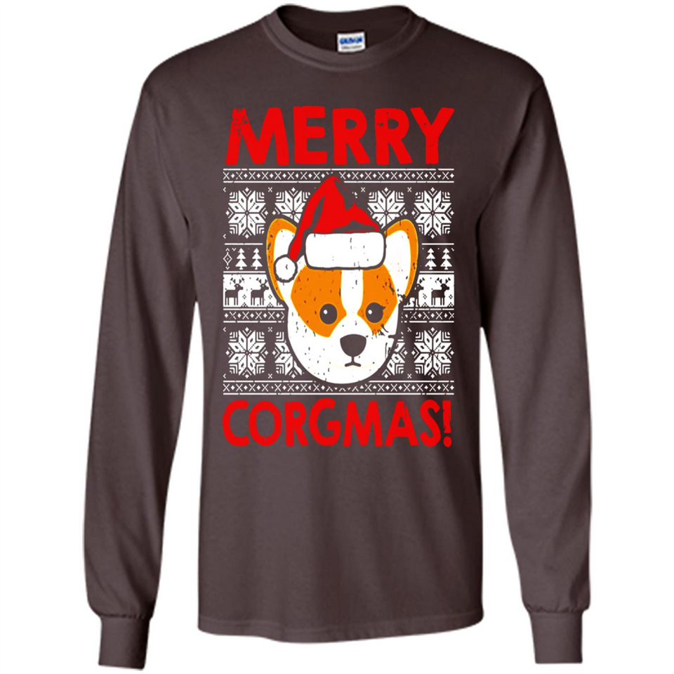 Funny Christmas Santa Corgi Dog Merry Corgmas - Long Sleeve T-Shirt