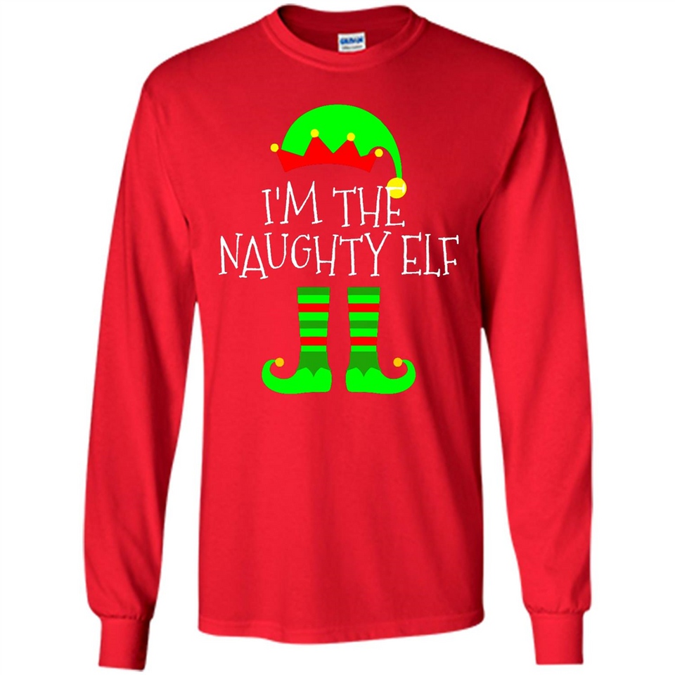 Matching Family Christmas Shirt Funny I'm The Naughty Elf Black mugs PINGPONG - Long Sleeve T-Shirt