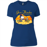 Snoopy Thanksgiving Give Thanks With A Grateful Heart - Ladies' Boyfriend T-Shirt