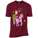 Distressed Retro Santa Riding Unicorn - Premium Short Sleeve T-Shirt