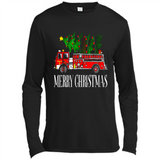 Firetruck Santa Sleigh Merry Christmas Firefighter - Canvas Long Sleeve T-Shirt