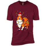 Christmas Lights Shetland Sheepdog Wearing Santa Hat Funny Xmas Mug - Premium Short Sleeve T-Shirt