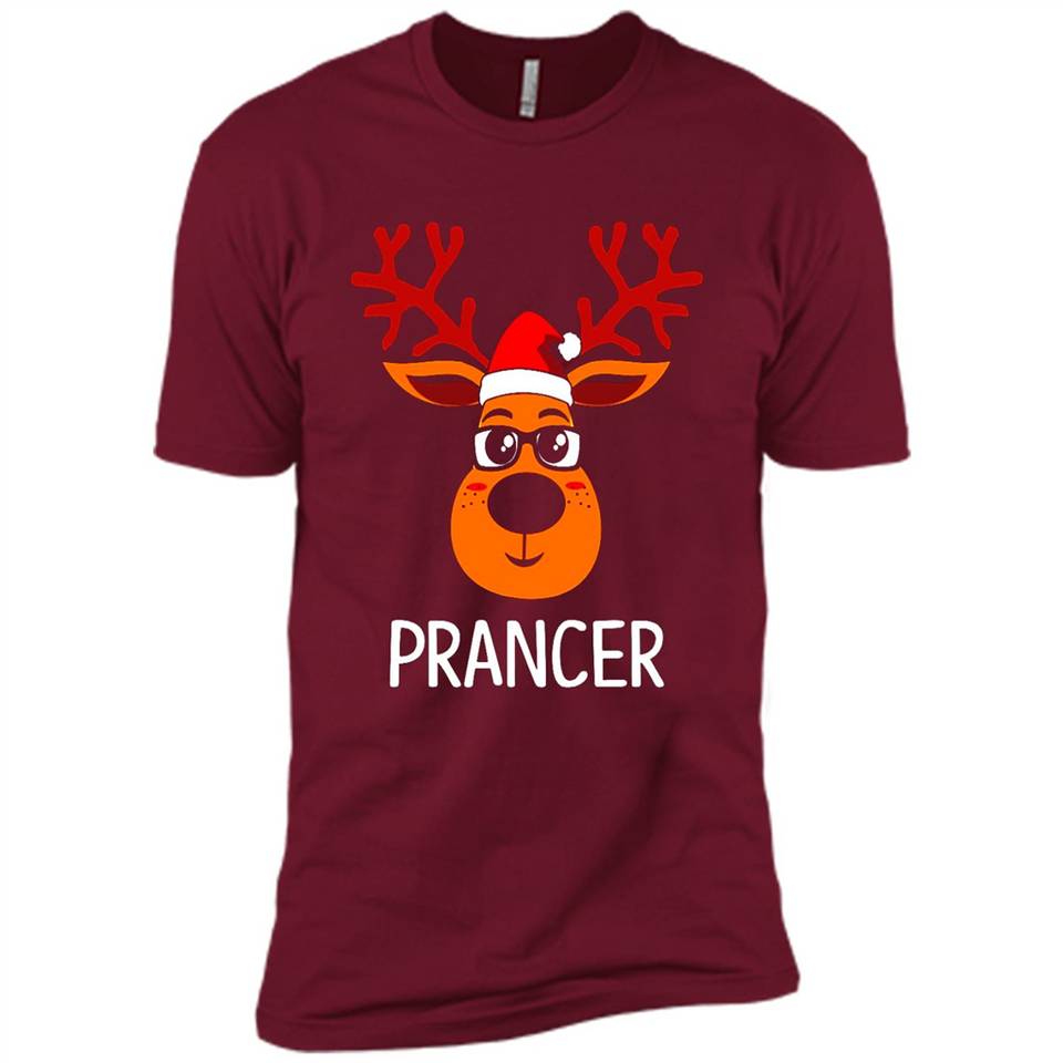 Prancer Reindeer Santa Claus Funny Xmas Holiday T-Shirt - Premium Short Sleeve T-Shirt