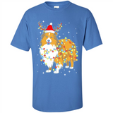 Christmas Lights Shetland Sheepdog Wearing Santa Hat Funny Xmas - Shirt