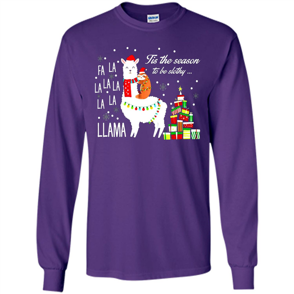 Llama Tis the season to be slothy Christmas sweatshirt PINGPONG - Long Sleeve T-Shirt