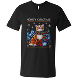Christmas Ugly Sweater Cat With Christmas Meowy Chritstmas - Men's V-Neck