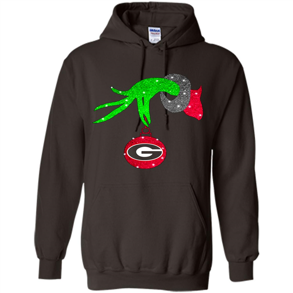 GRINCH HAND HOLDING GEORGIA BULLDOGS GLITTER CHRISTMAS PINGPONG