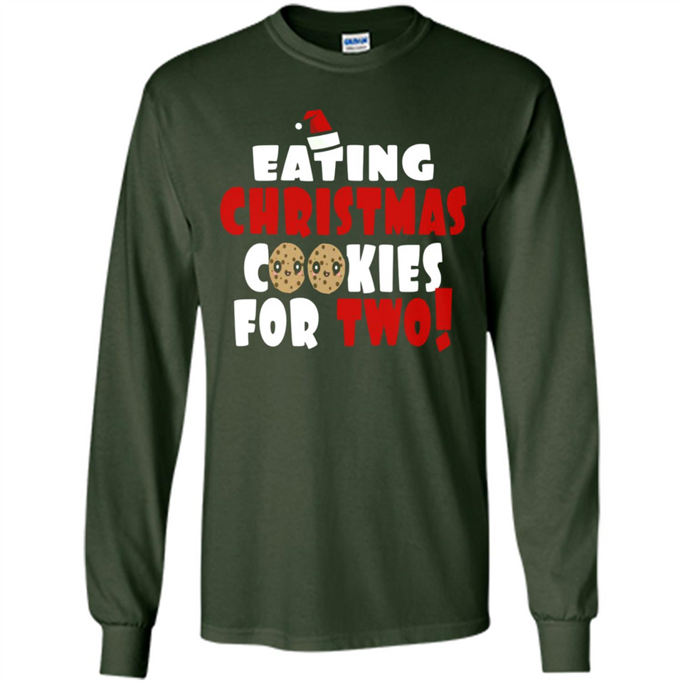 Womens Funny Eating Christmas Cookies For Two Pregnancy - Long Sleeve T-Shirt