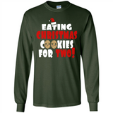 Womens Funny Eating Christmas Cookies For Two Pregnancy - Long Sleeve T-Shirt