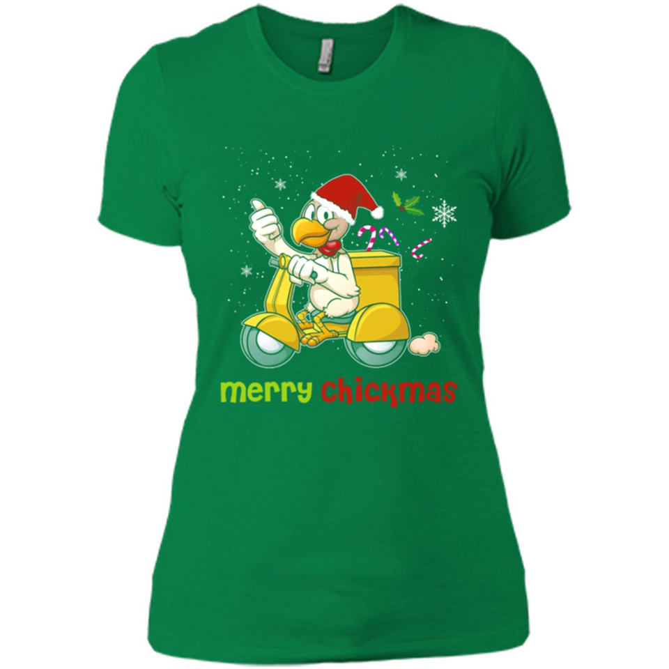 Funny Santa Christmas Chicken Shirt - Merry Chickmas - Ladies' Boyfriend T-Shirt