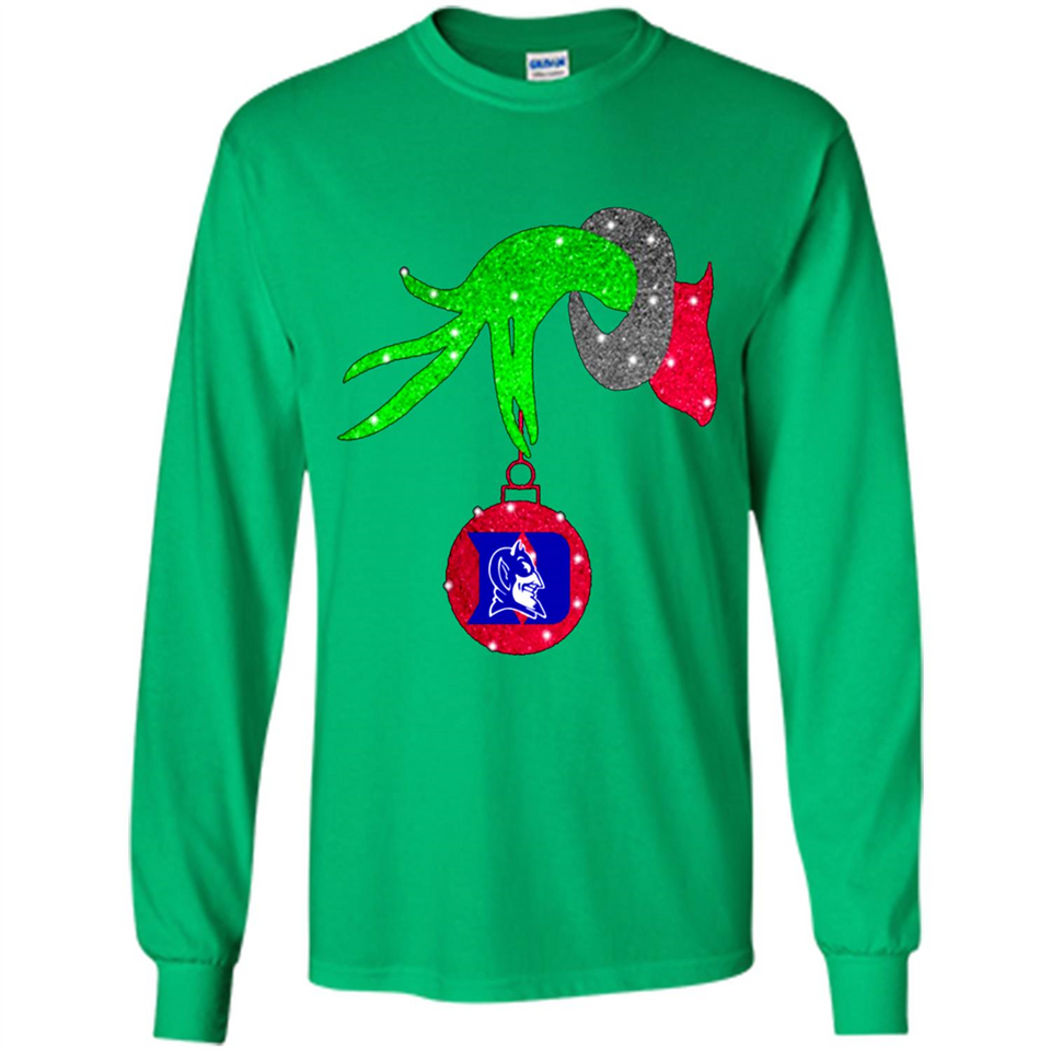 GRINCH HAND HOLDING DUKE BLUE DEVILS GLITTER CHRISTMAS PINGPONG