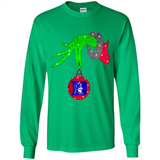 GRINCH HAND HOLDING DUKE BLUE DEVILS GLITTER CHRISTMAS PINGPONG