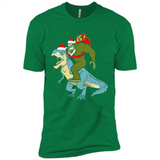 Bigfoot Riding Dinosaurus T-Shirt Funny Bigfoot Santa - Premium Short Sleeve T-Shirt