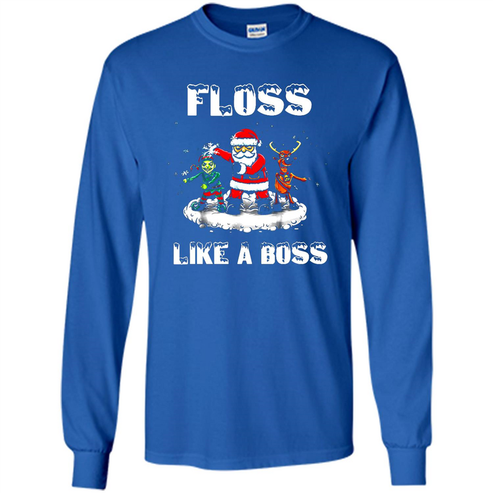 Floss Like A Boss Santa Flossing Dance Funny - Long Sleeve T-Shirt