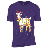 Christmas Lights Goat Wearing Santa Hat Funny Xmas - Premium Short Sleeve T-Shirt