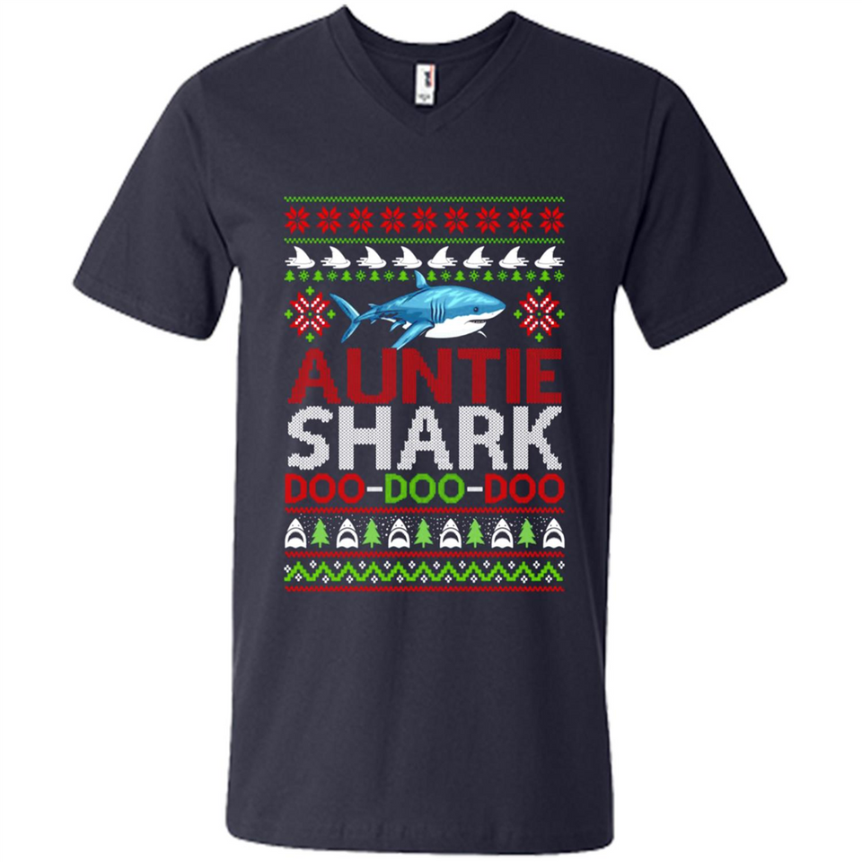 Auntie shark Doo Doo Doo Christmas - Men's V-Neck