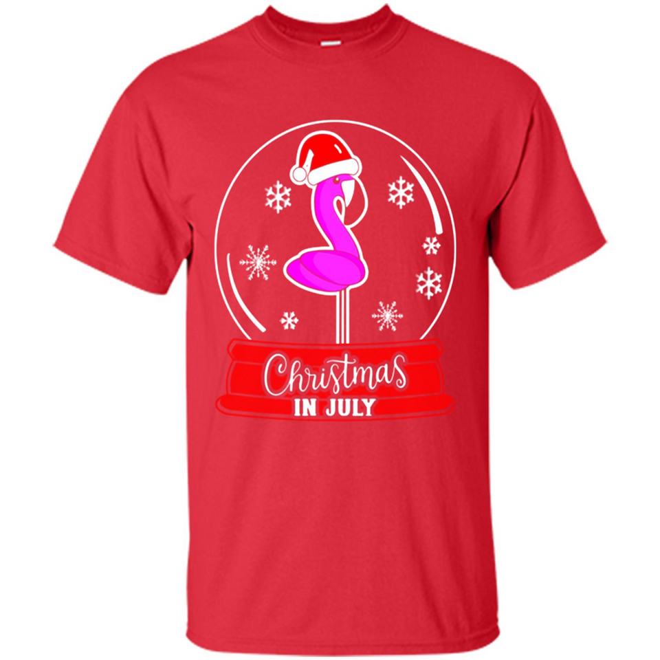 Christmas In July Flamingo Snow Globe Santa Hat - Shirt