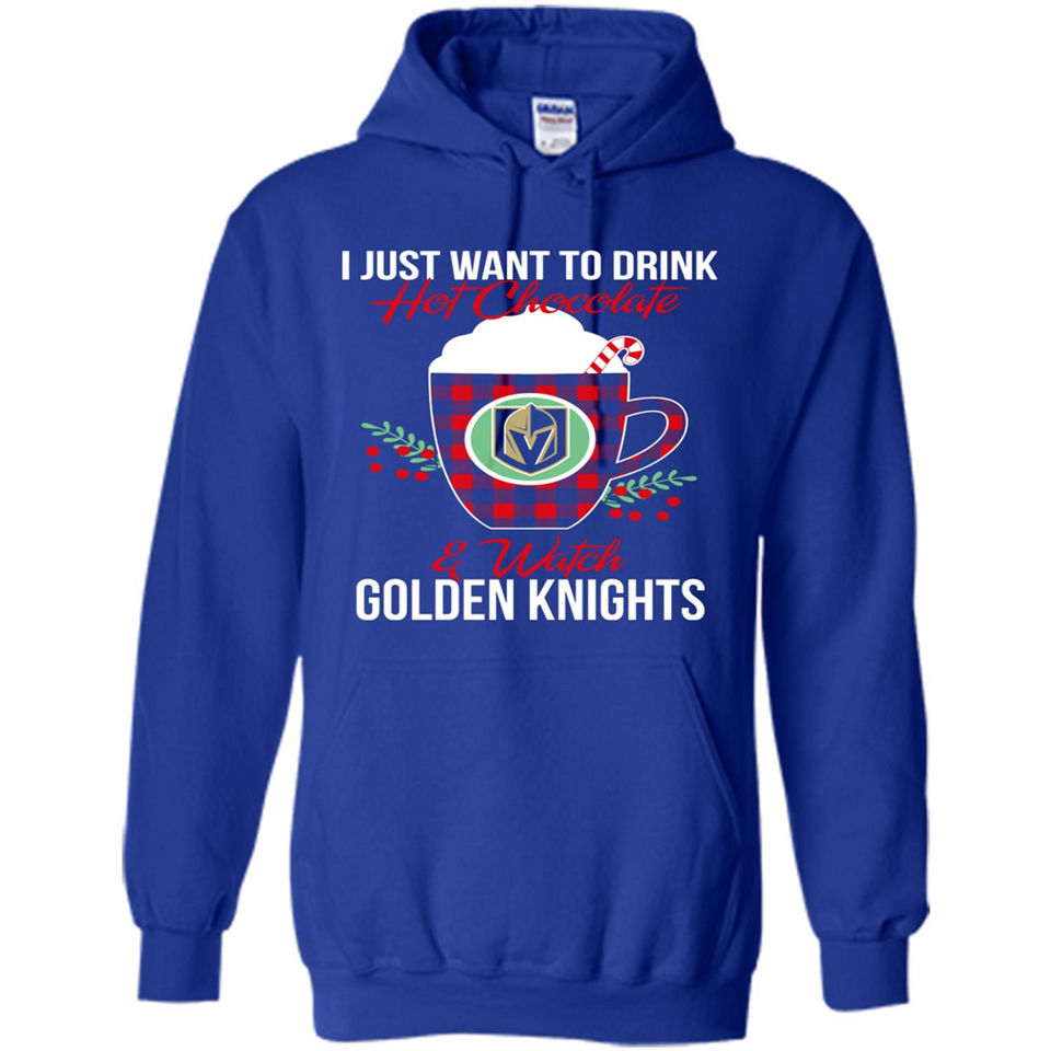 I Just Want To Drink Hot Chocolate & Watch Vegas Golden Knights Ugly Christmas Sweater PINGPONG