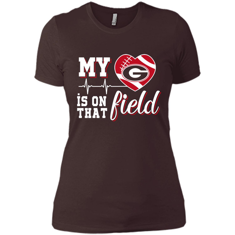 Georgia Bulldogs Football My Heart is on that Field - Ladies' Boyfriend T-Shirt
