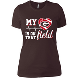 Georgia Bulldogs Football My Heart is on that Field - Ladies' Boyfriend T-Shirt