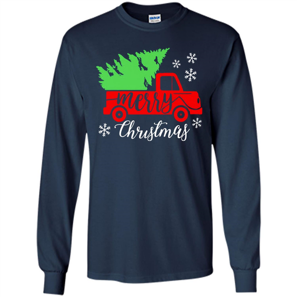 Vintage Christmas Classic Truck T-Shirt with Snow and Tree