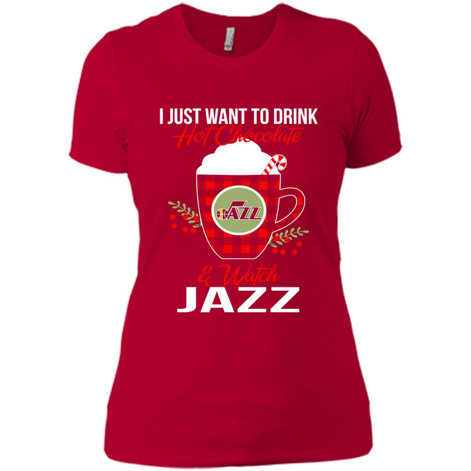 I Just Want To Drink Hot Chocolate & Watch Utah Jazz Ugly Christmas Sweater PINGPONG