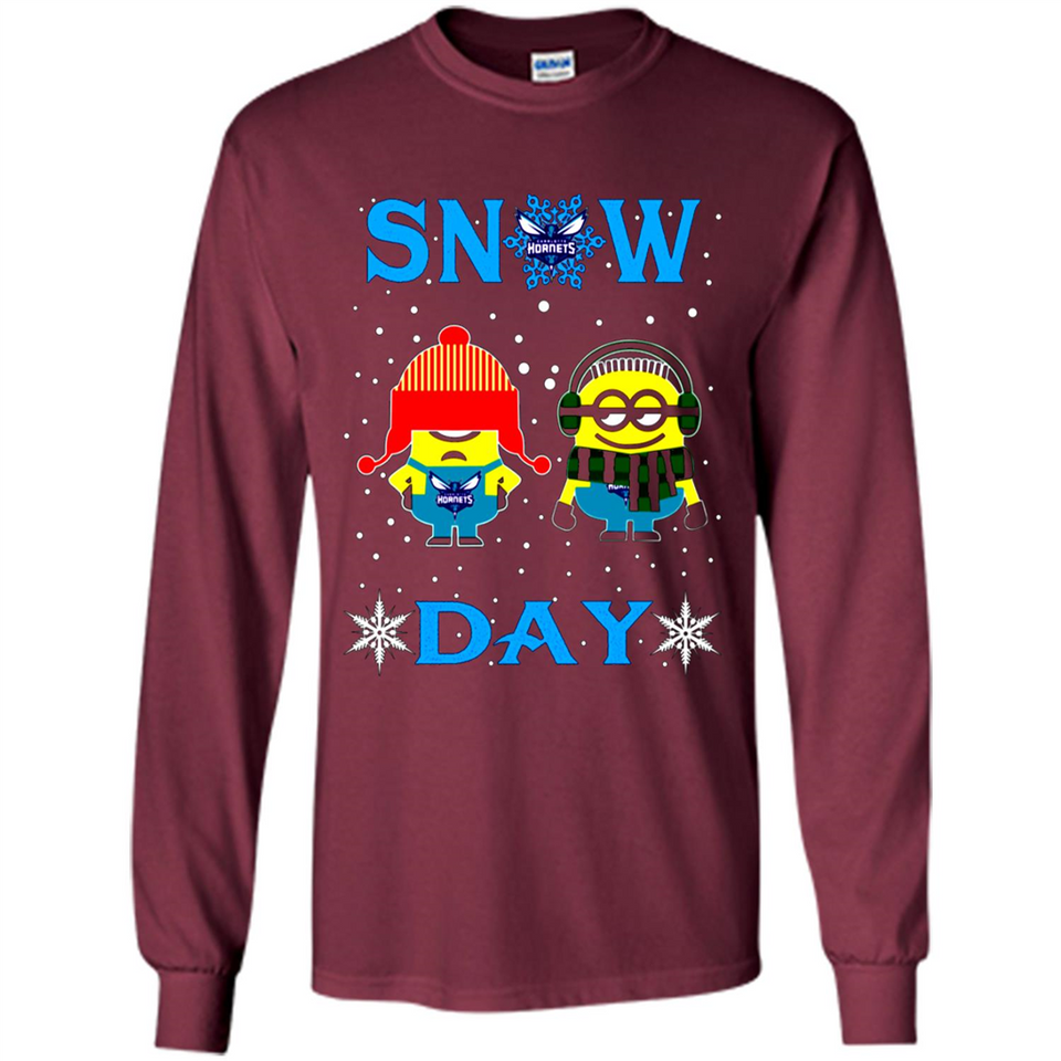 Snow Day Shirt For Charlotte Hornets Vs Minion Fans pingpong